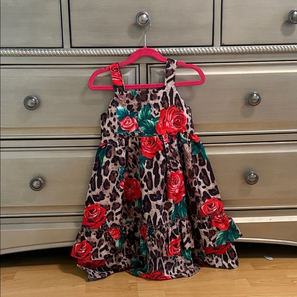 Lola + The Boys Red Floral Leopard Dress
